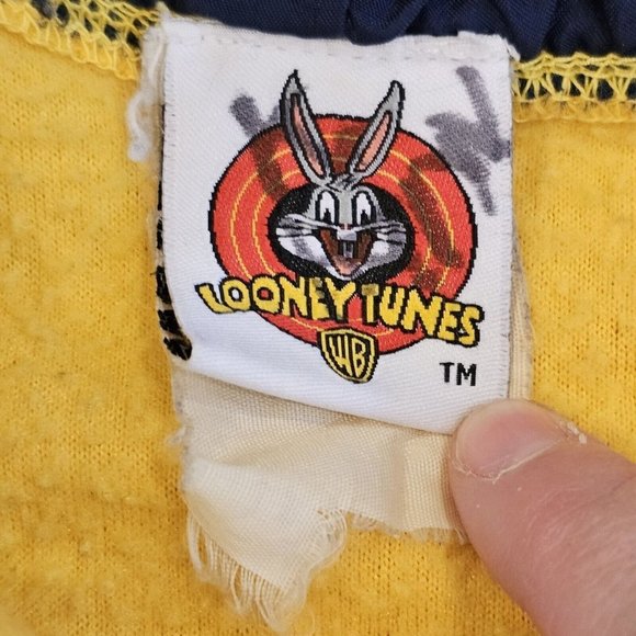 90s Looney Tunes Taz Graphic Hoodie Fleece Hooded Sweatshirt Quarter Zip 2X - Picture 8 of 9